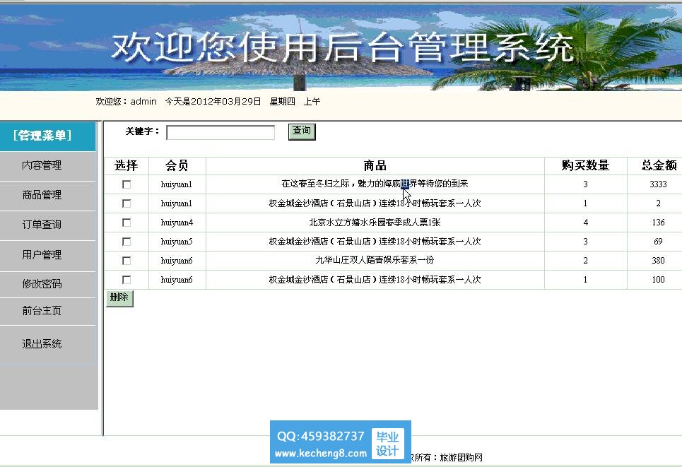 管理员界面-旅游团购网站